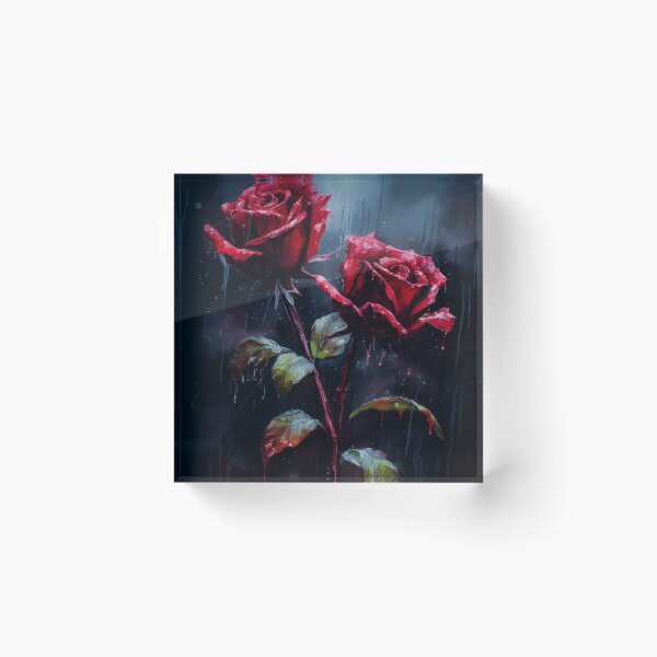 Item preview, Moody Dark Red Roses: A Captivating Watercolor Print of Intensity  designed and sold by printmeartfully.