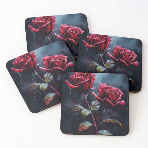 Item preview, Moody Dark Red Roses: A Captivating Watercolor Print of Intensity  designed and sold by printmeartfully.