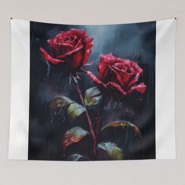 Item preview, Moody Dark Red Roses: A Captivating Watercolor Print of Intensity  designed and sold by printmeartfully.