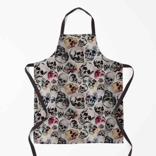 Item preview, Skulls Skulls Skulls! Macabre Vintage Watercolor & Ink Pattern designed and sold by RedFinchDesigns.