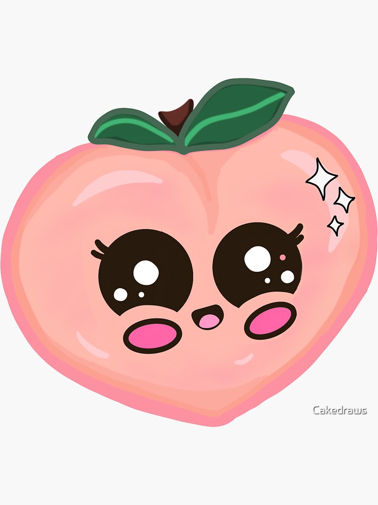 Thumbnail 3 of 3, Sticker, Cute peach designed and sold by Cakedraws.
