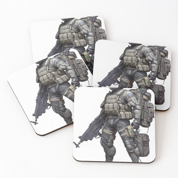 Item preview, Futuristic Soldier - Sci-Fi Action Art Print designed and sold by aiprintiq.