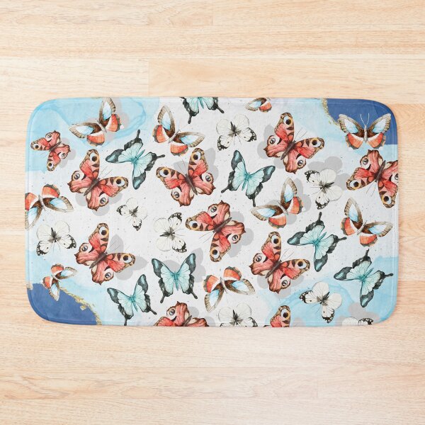 Item preview, Butterfly Symphony: Colorful Wings on Marble Blue designed and sold by arezoo-sh.
