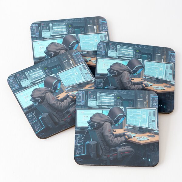 Item preview, Hacker Station - Futuristic Technology Art Print designed and sold by aiprintiq.