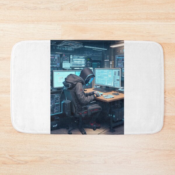 Item preview, Hacker Station - Futuristic Technology Art Print designed and sold by aiprintiq.