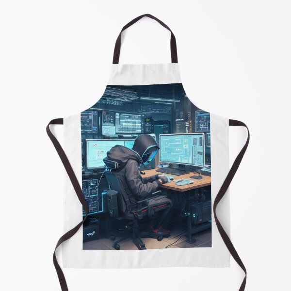 Item preview, Hacker Station - Futuristic Technology Art Print designed and sold by aiprintiq.