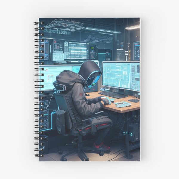 Item preview, Hacker Station - Futuristic Technology Art Print designed and sold by aiprintiq.