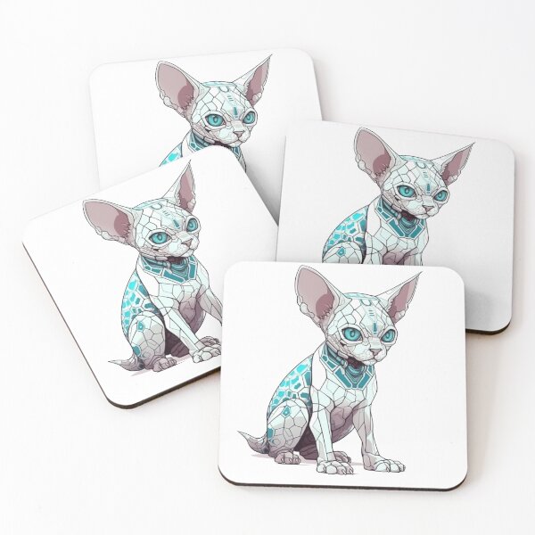 Item preview, Feline: Futuristic Rex Cat Design with a Unique Devon Rex Breed Silhouette - Tech meets designed and sold by DooodleGod.
