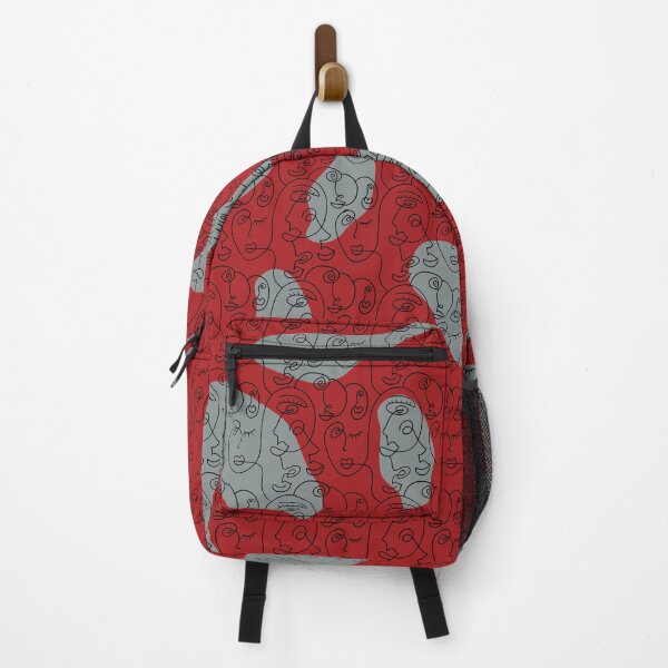 Item preview, Red and Gray with Enigmatic Line Art faces designed and sold by arezoo-sh.