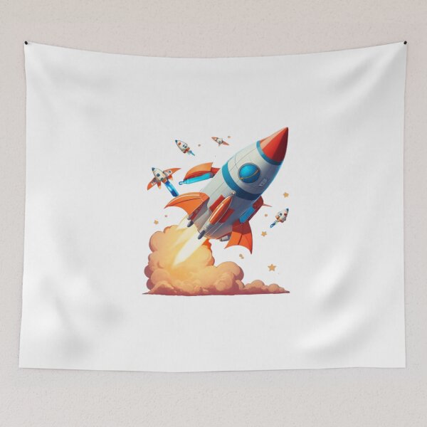 Item preview, Launching Rocket - Space Exploration Art Print designed and sold by aiprintiq.