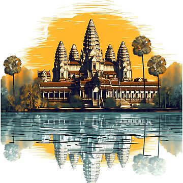 Artwork thumbnail, Art Nouveau Angkor Wat - A Stylized Homage by FamMeetsWorld