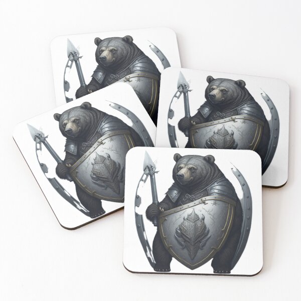 Item preview, Bear with Shield and Sword - Animal Warrior Art Print designed and sold by aiprintiq.