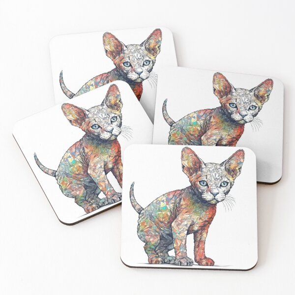 Item preview, Devon Rex Cat Mixed Media Art Print by WhimsiCat Art - Fun Design for Feline designed and sold by DooodleGod.