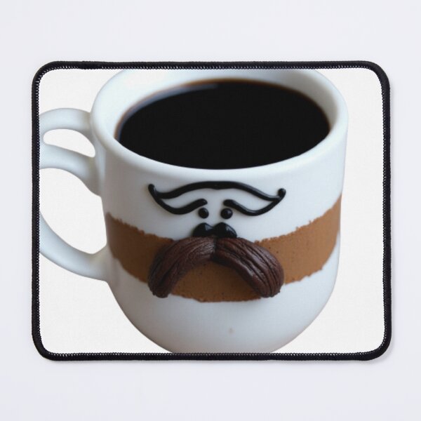Item preview, Coffee Cup with a Mustache - Funny and Quirky Art Print designed and sold by aiprintiq.