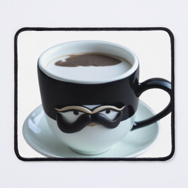 Item preview, Coffee Cup with a Mustache - Funny and Quirky Art Print designed and sold by aiprintiq.
