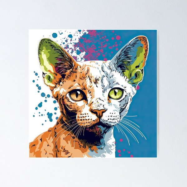 Artikelvorschau, Pop Cat Art": Playful & Colorful Feline Illustration | Unique& Trendy Design for the Cat Lover entworfen und verkauft von DooodleGod.