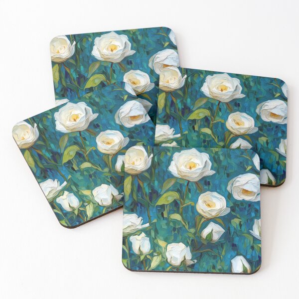 Artikelvorschau, Post-Impressionist White Roses in Van Gogh's style entworfen und verkauft von TheMerch-er.