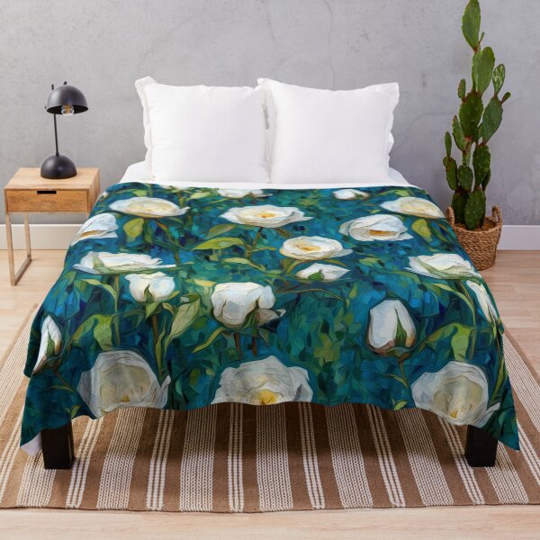 Artikelvorschau, Post-Impressionist White Roses in Van Gogh's style entworfen und verkauft von TheMerch-er.