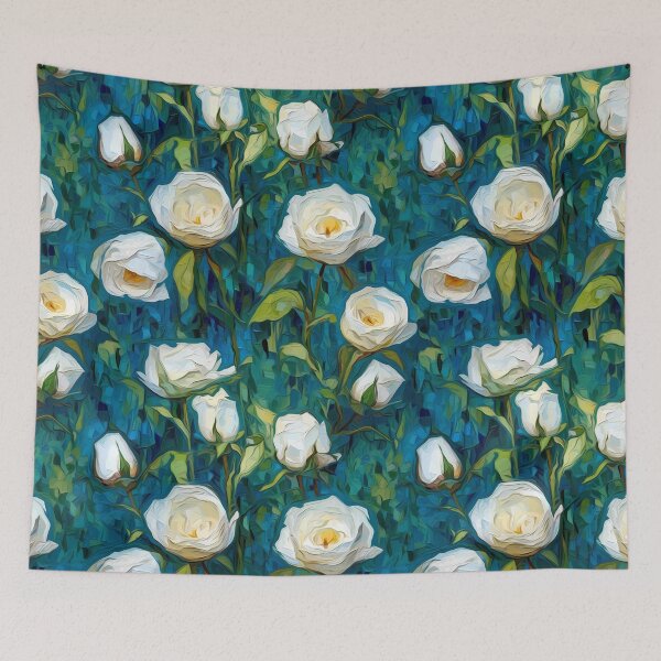 Artikelvorschau, Post-Impressionist White Roses in Van Gogh's style entworfen und verkauft von TheMerch-er.