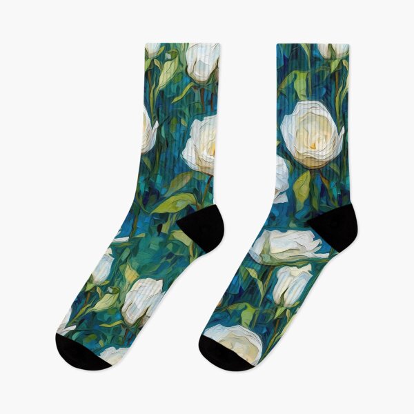 Item preview, Post-Impressionist White Roses in Van Gogh's style designed and sold by TheMerch-er.