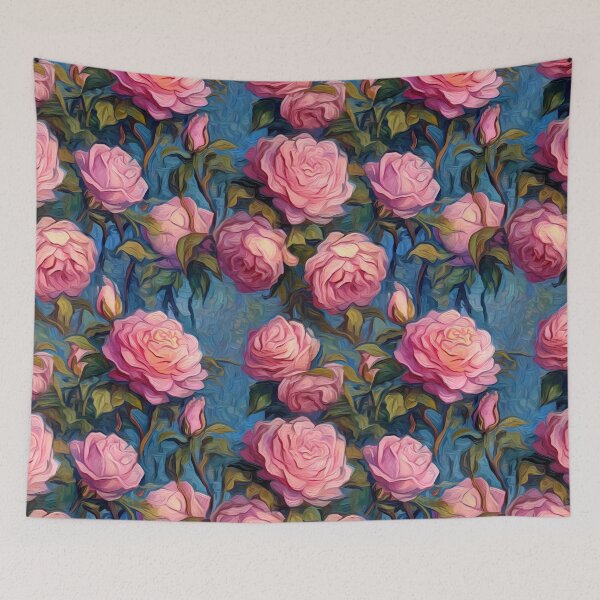 Artikelvorschau, Post-Impressionist Pink Roses in Van Gogh's style entworfen und verkauft von TheMerch-er.