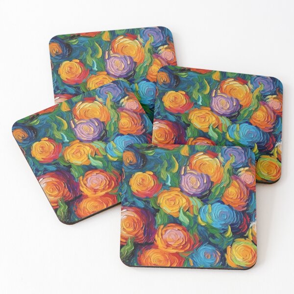 Item preview, Post-Impressionist Multi-Colored Roses in Van Gogh's style designed and sold by TheMerch-er.