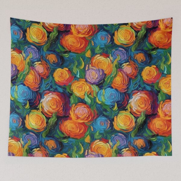Artikelvorschau, Post-Impressionist Multi-Colored Roses in Van Gogh's style entworfen und verkauft von TheMerch-er.