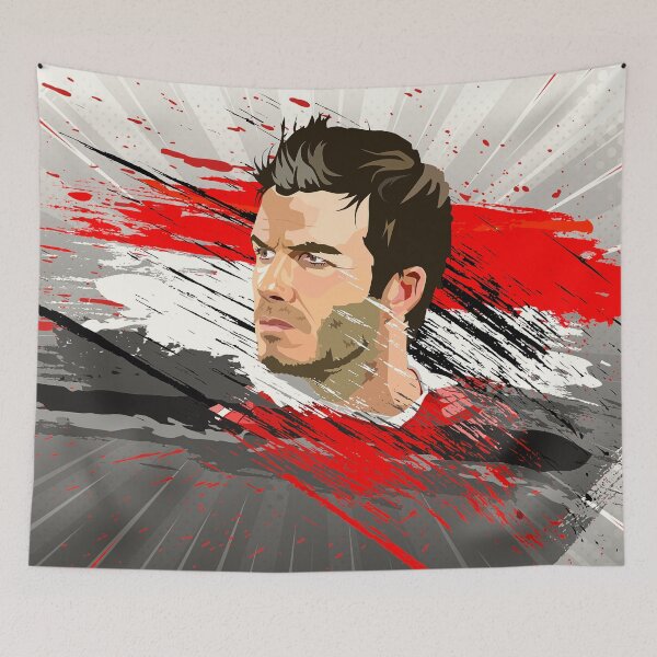 Item preview, Manchester United Beckham Abstract Flag Illustration Design designed and sold by VibesAndVision.
