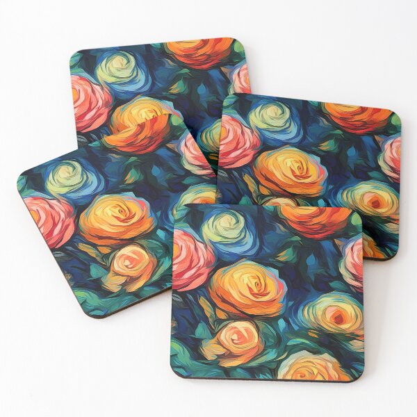 Item preview, Post-Impressionist Multi-Colored Roses in Van Gogh's style designed and sold by TheMerch-er.