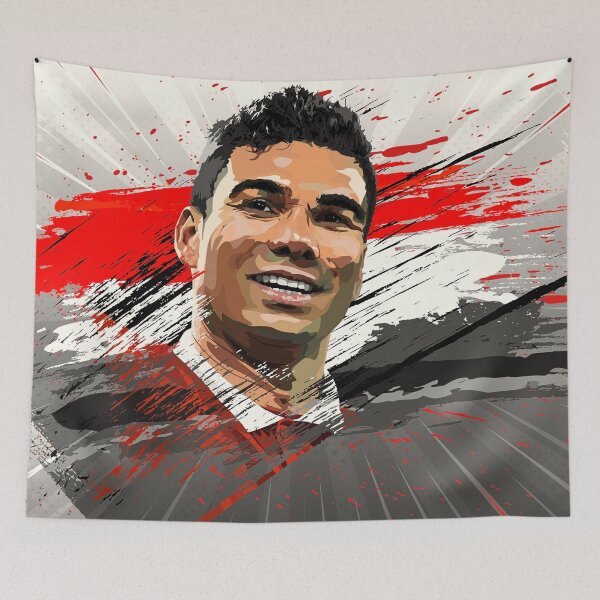 Item preview, Manchester United Casemiro Abstract Flag Illustration Design designed and sold by VibesAndVision.