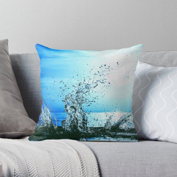 Blue water splash Throw Pillow