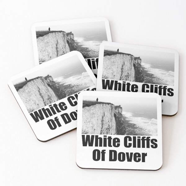 Item preview, White Cliffs of Dover Black and White Photography Travel Landscape (black text) designed and sold by MasterpieceArt.
