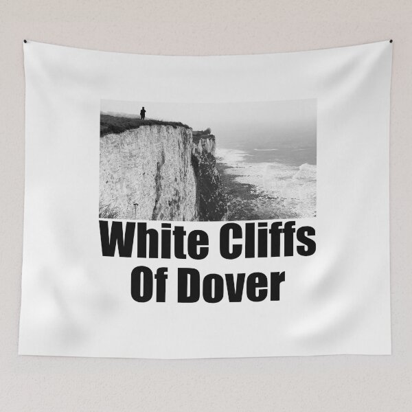 Item preview, White Cliffs of Dover Black and White Photography Travel Landscape (black text) designed and sold by MasterpieceArt.