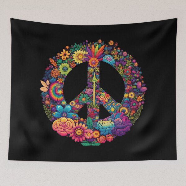 Item preview, Peace Sign Flower Psychedelic Art designed and sold by Trippinink-.