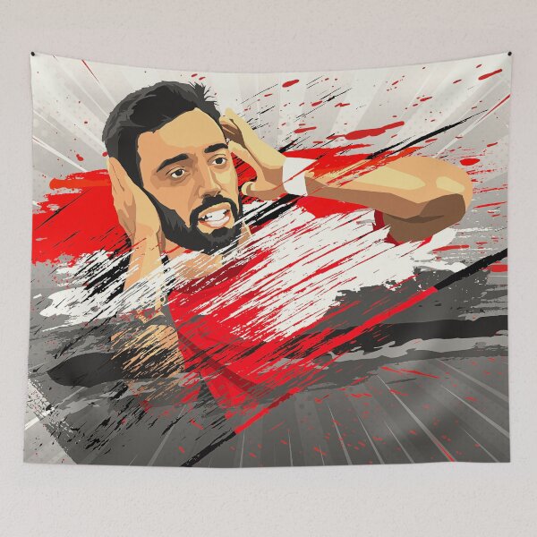 Item preview, Manchester United Bruno Fernandes Abstract Illustration Design designed and sold by VibesAndVision.