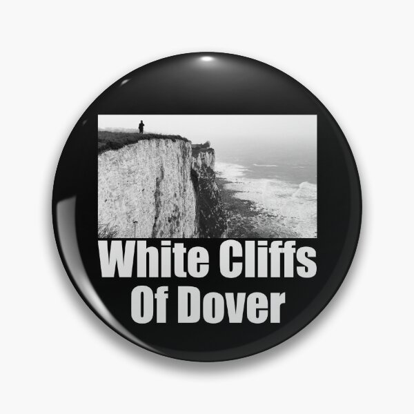 Item preview, White Cliffs of Dover Black and White Photography Travel Landscape (white text) designed and sold by MasterpieceArt.