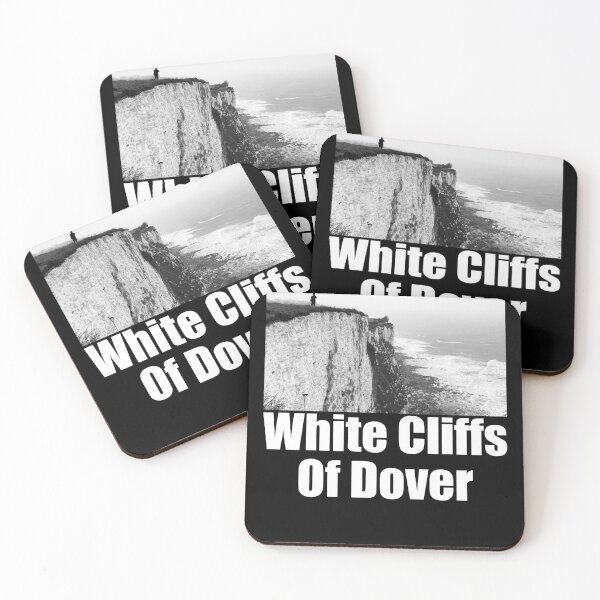 Item preview, White Cliffs of Dover Black and White Photography Travel Landscape (white text) designed and sold by MasterpieceArt.