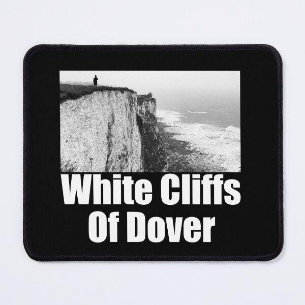 Item preview, White Cliffs of Dover Black and White Photography Travel Landscape (white text) designed and sold by MasterpieceArt.