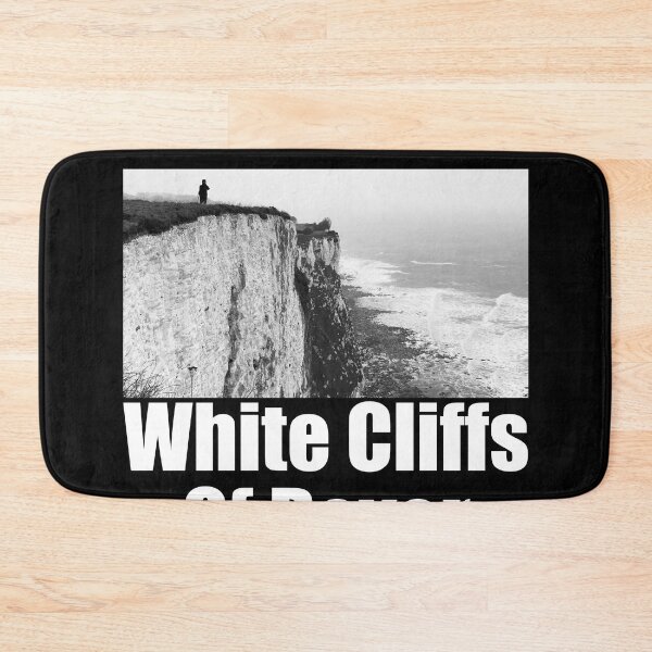 Item preview, White Cliffs of Dover Black and White Photography Travel Landscape (white text) designed and sold by MasterpieceArt.
