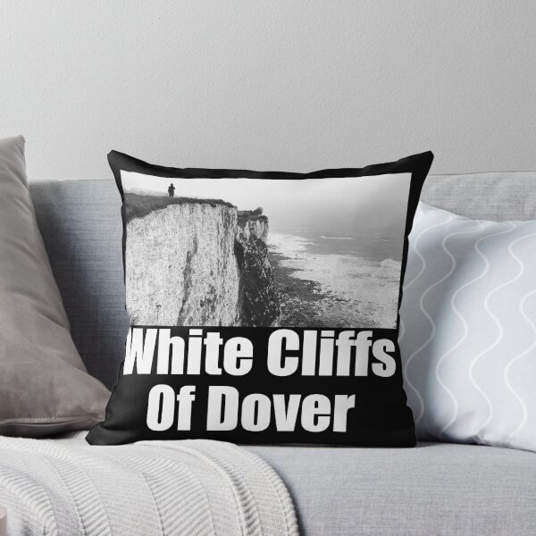Item preview, White Cliffs of Dover Black and White Photography Travel Landscape (white text) designed and sold by MasterpieceArt.