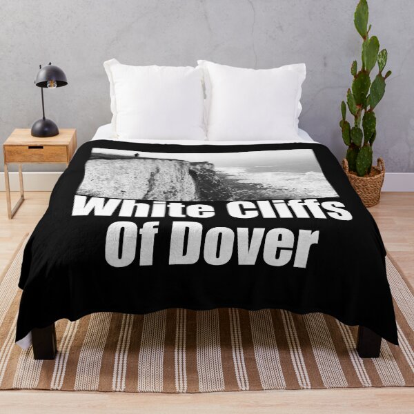 Item preview, White Cliffs of Dover Black and White Photography Travel Landscape (white text) designed and sold by MasterpieceArt.