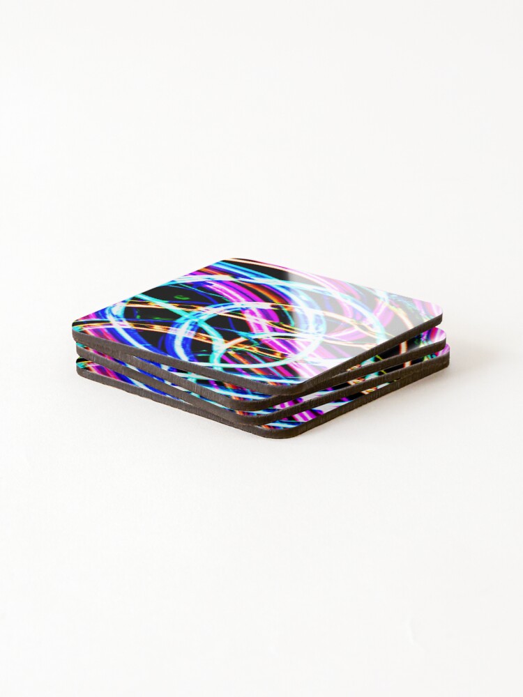 Thumbnail 4 of 5, Coasters (Set of 4), Abstract Colorful Pattern Neon Design designed and sold by Unique-Design-4.