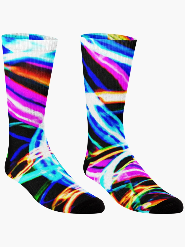 Thumbnail 3 of 5, Socks, Abstract Colorful Pattern Neon Design designed and sold by Health And Fitness Posts e-Store.