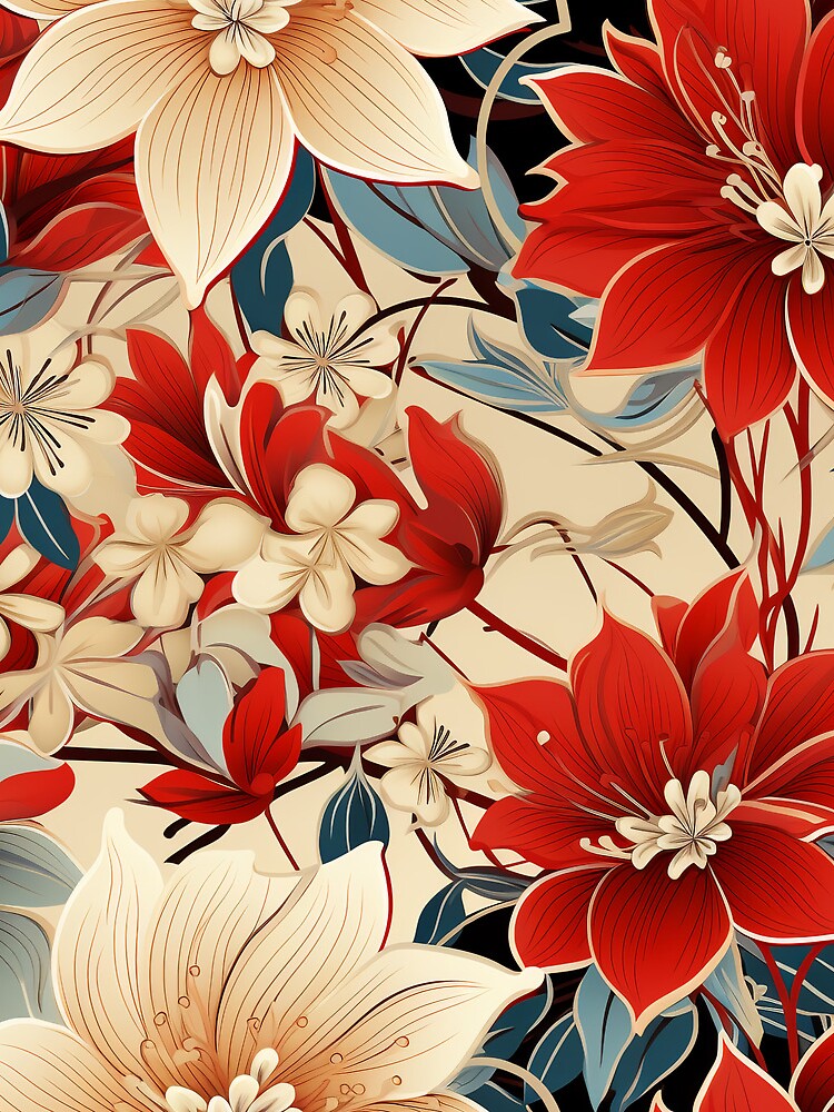 Japanese Cloth Drawstring Bag Vtg Fabric Kimono Pouch Floral Red
