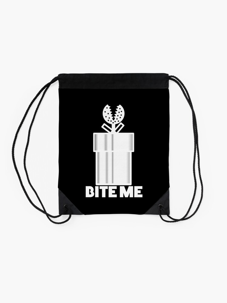 Alternate view of Piranha Plant Bite Me Video Gamer Shirt Drawstring Bag