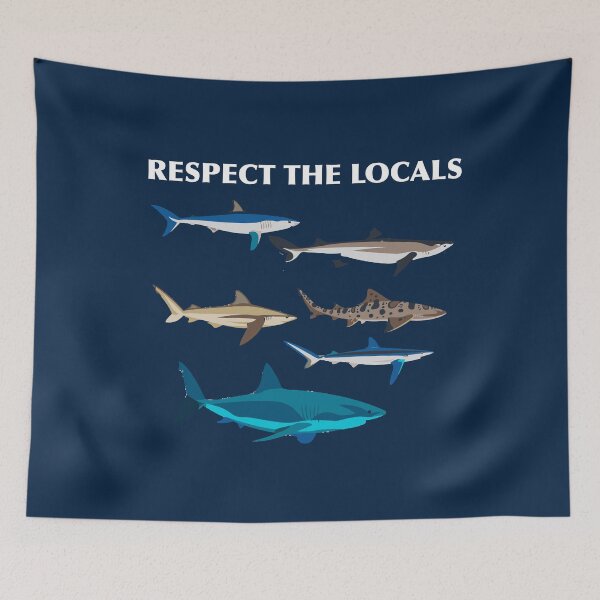 Item preview, Respect The Locals Swimming Sharks Family Shark Bite Shark Art Print Gift designed and sold by TeesByDesign.