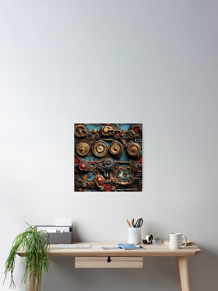 Imagen 2 de 3, Póster con la obra Colorful Steampunk Gears, diseñada y vendida por TheMerch-er.