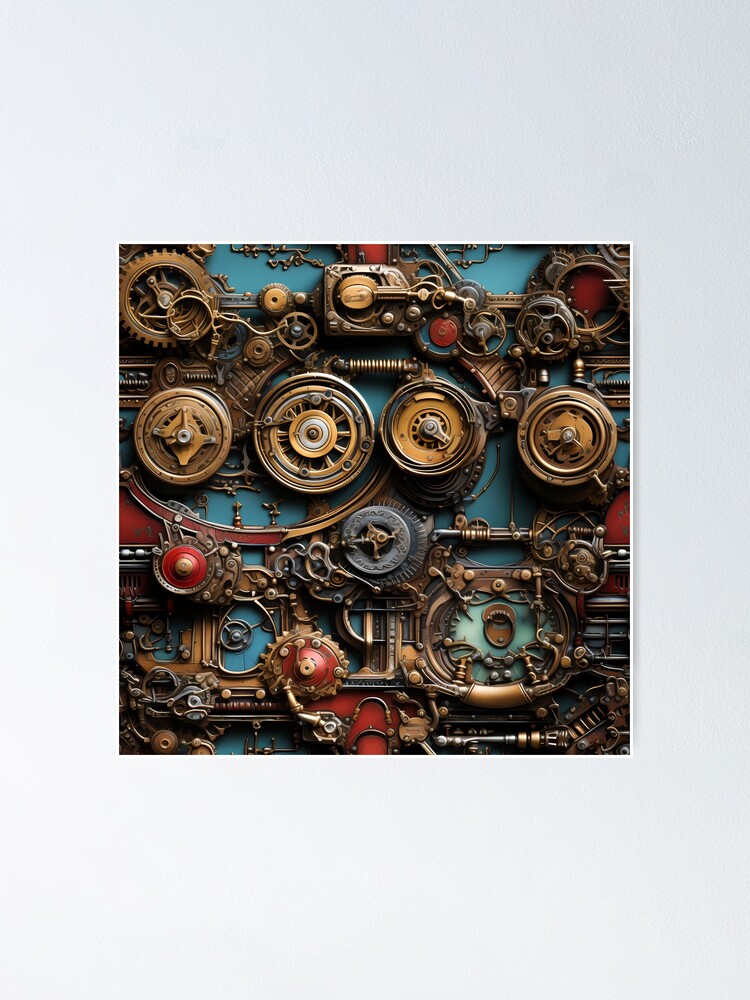 Imagen 1 de 3, Póster con la obra Colorful Steampunk Gears, diseñada y vendida por TheMerch-er.