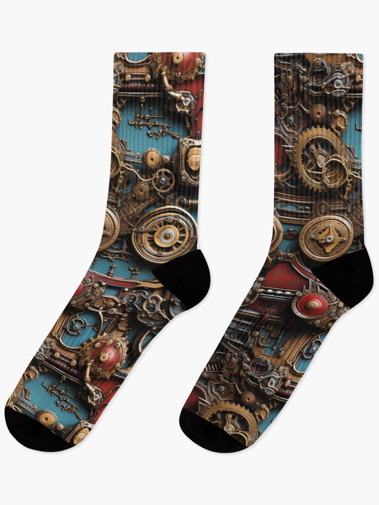 Thumbnail 1 von 5, Socken, Colorful Steampunk Gears designt und verkauft von TheMerch-er.
