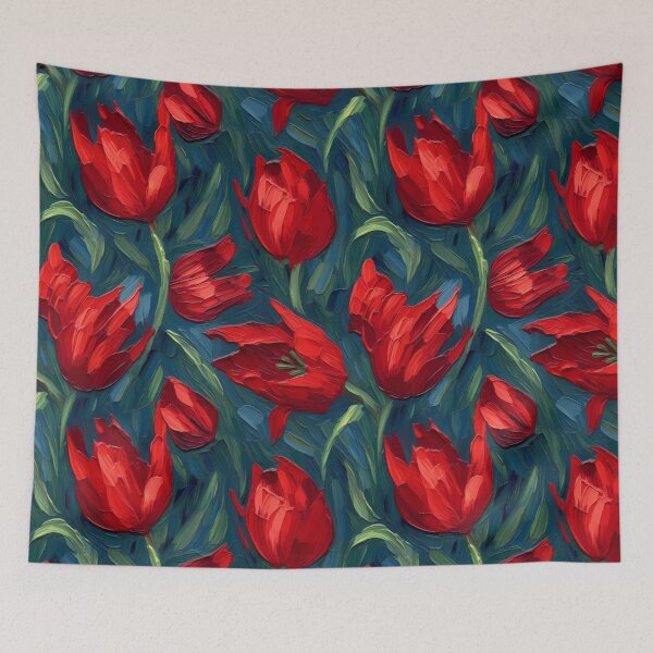 Artikelvorschau, Post-Impressionist Red Tulips in Van Gogh's style entworfen und verkauft von TheMerch-er.